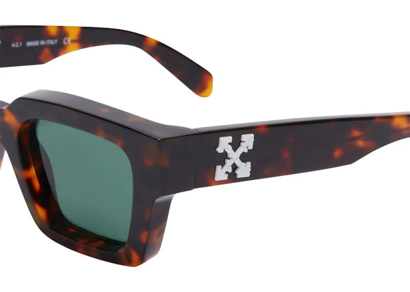 OFF-WHITE Virgil Square Frame Sunglasses Brown Turtleshell/Havana Green