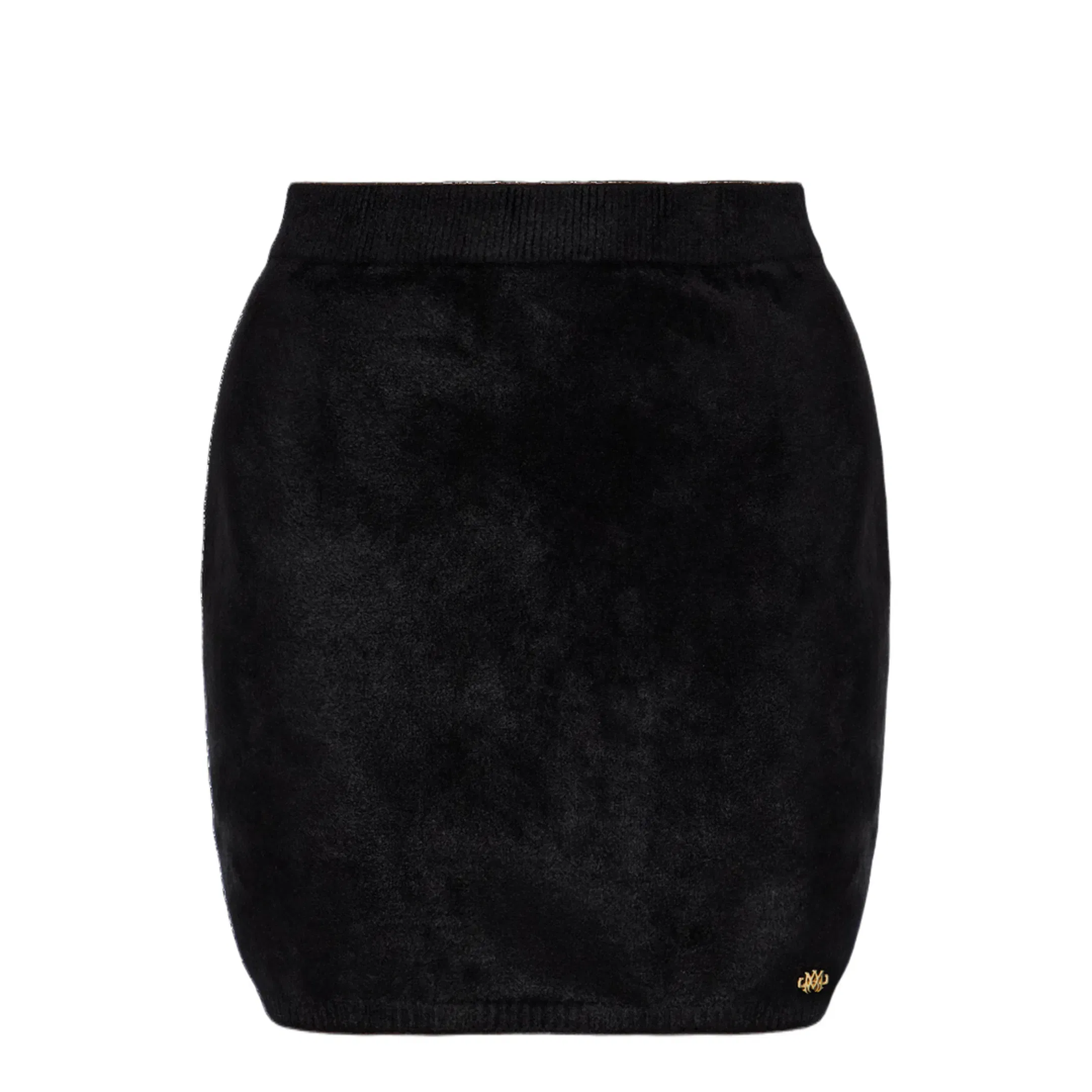 Logo Velvet Short Skirt Black