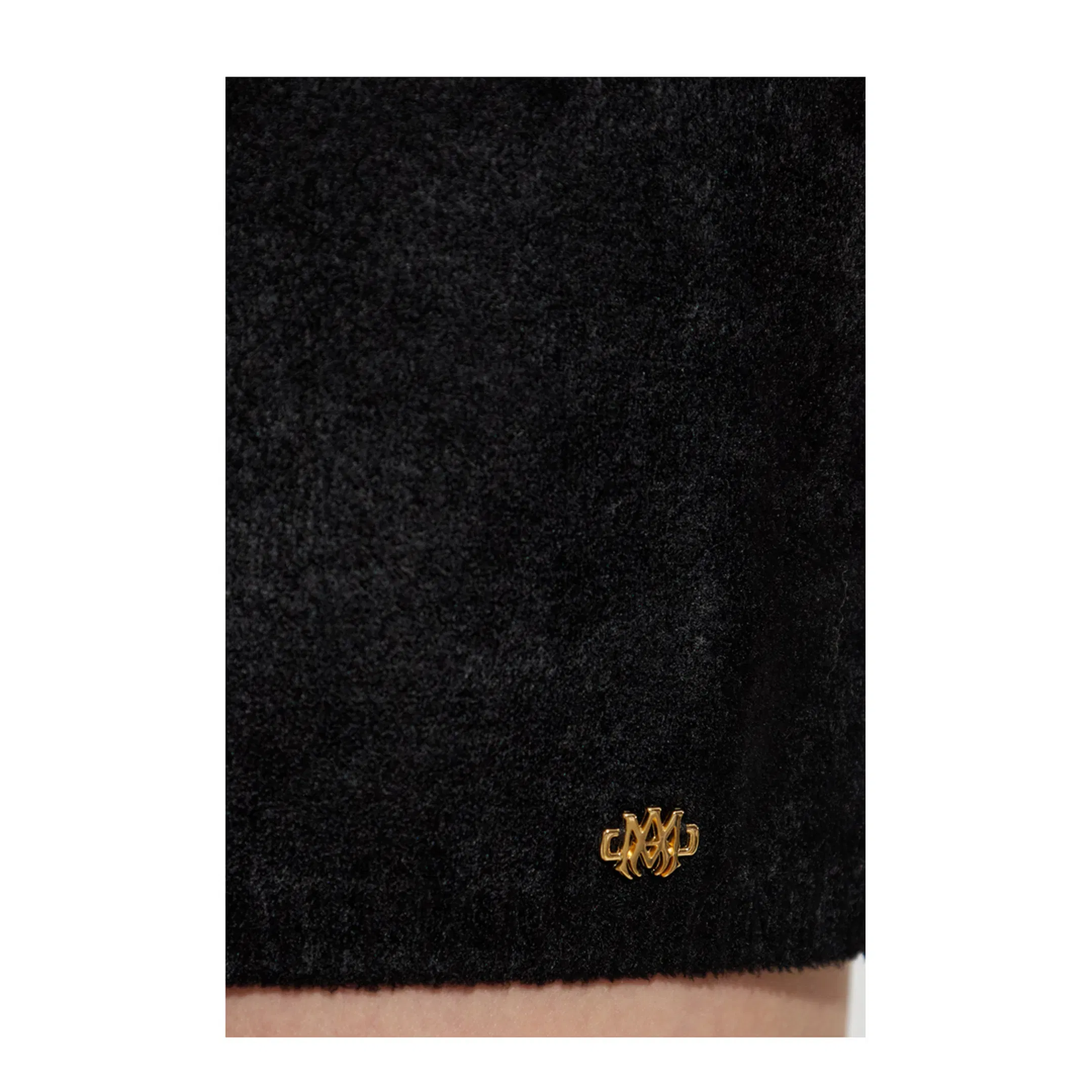 Logo Velvet Short Skirt Black