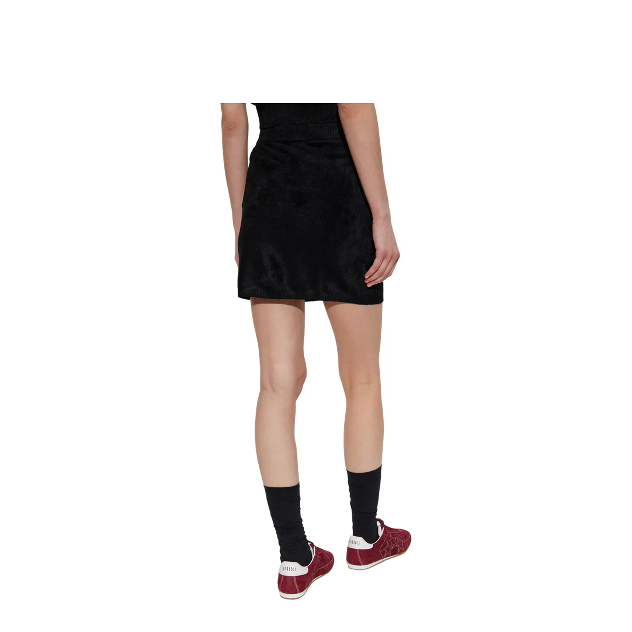 Logo Velvet Short Skirt Black