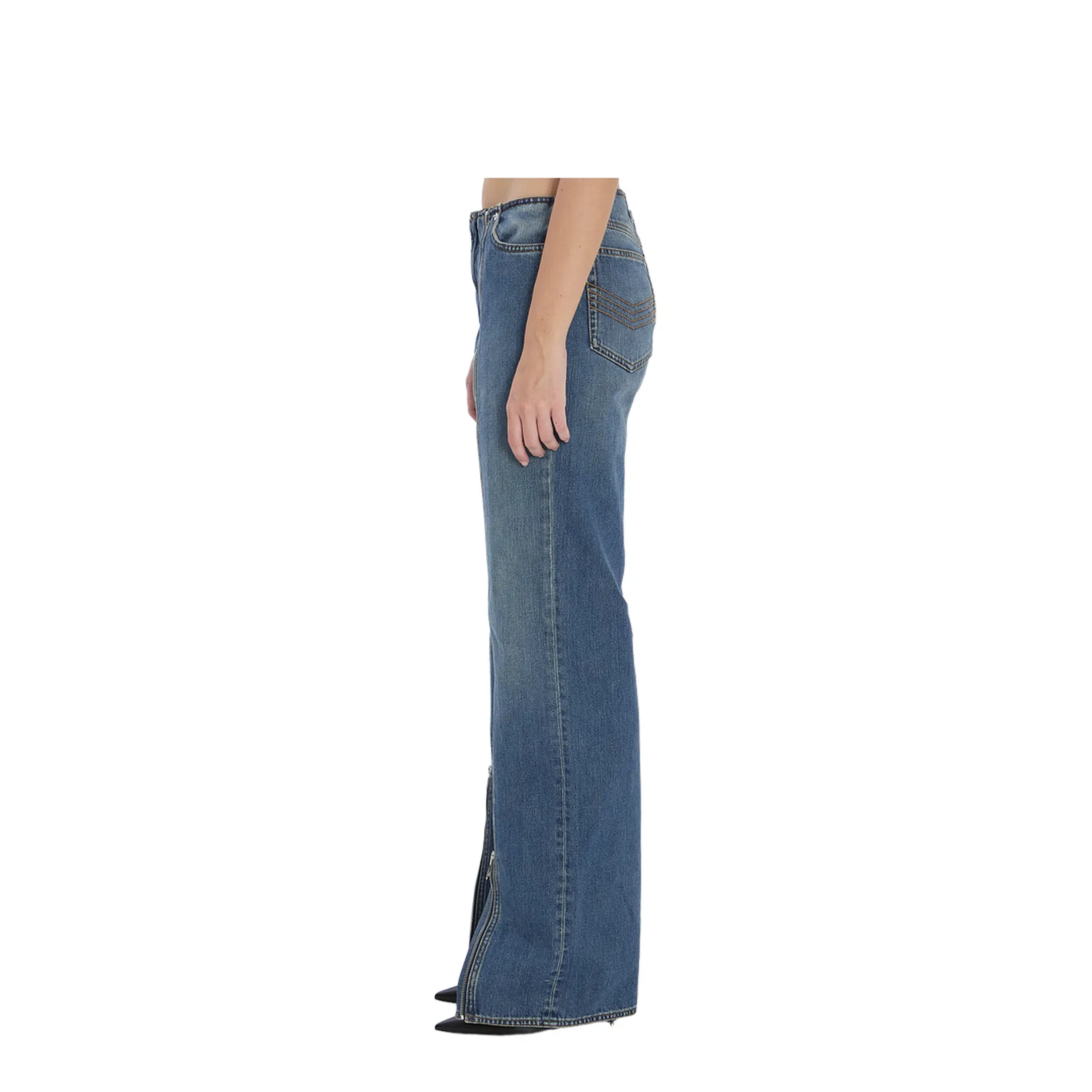 Denim Front Zipped Trousers