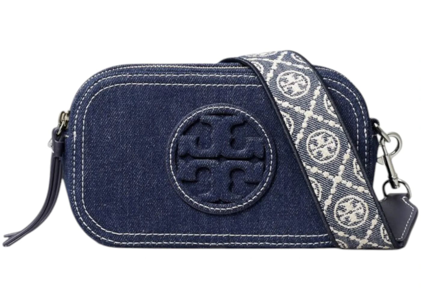 Tory Burch Miller Denim Mini Crossbody Bag Royal Navy