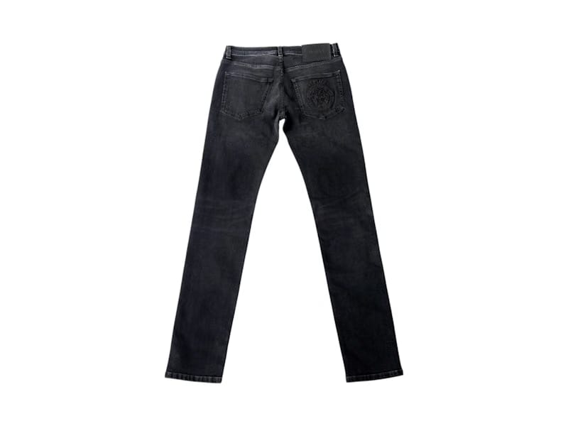 Versace Straight Leg Embroidered Logo Jeans Black