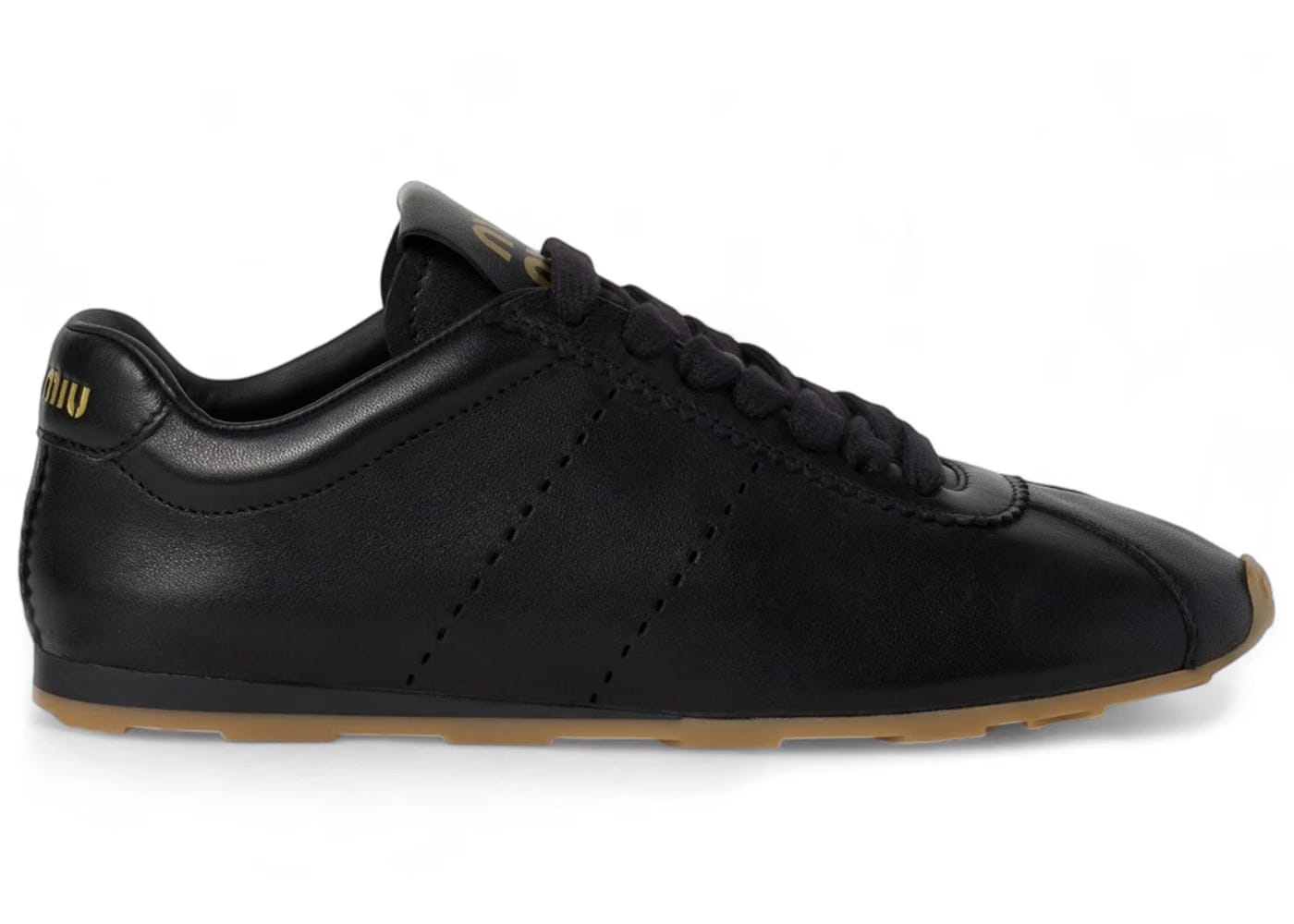 Miu Miu Nappa Leather Plume Sneakers Black Gum (Women's)