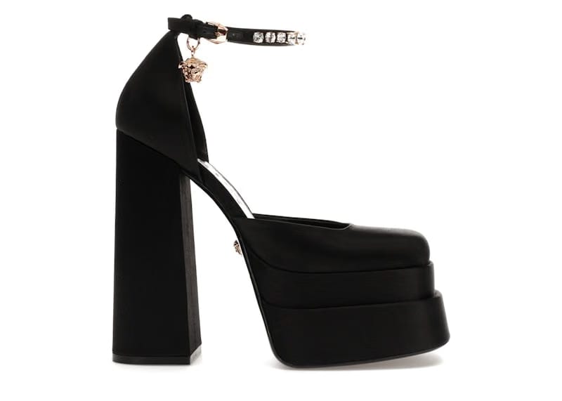 Versace Medusa Aevitas 155mm Platform Pumps Black Satin