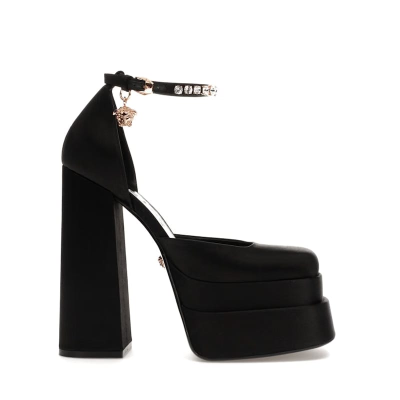 Versace Medusa Aevitas 155mm Platform Pumps Black Satin