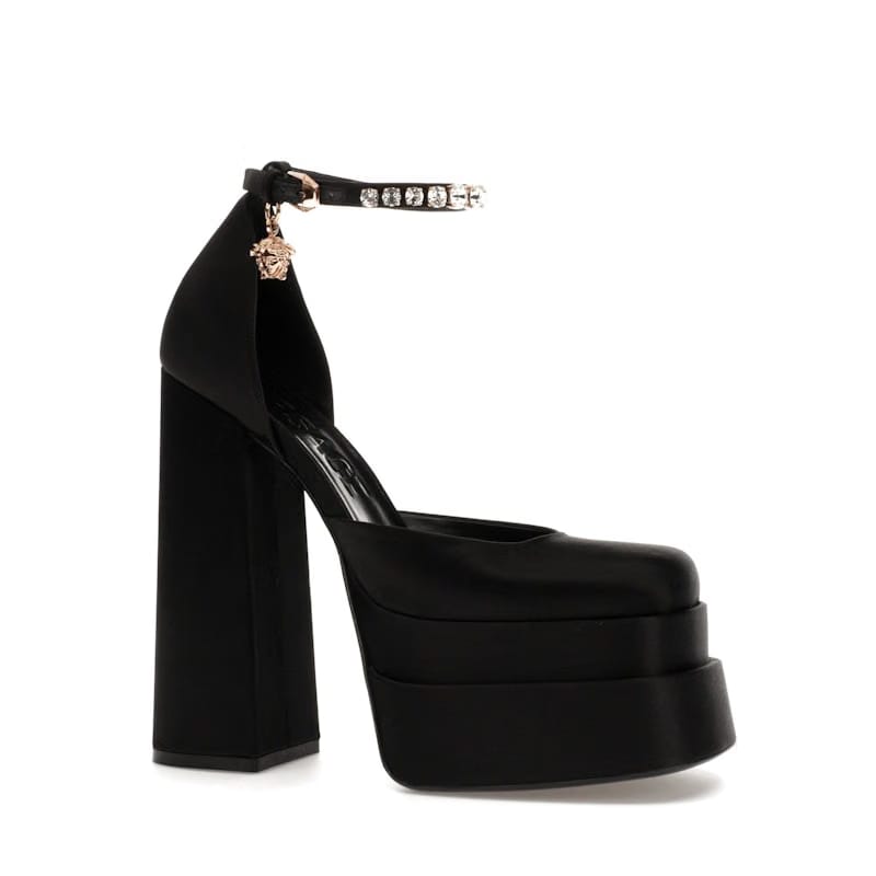 Versace Medusa Aevitas 155mm Platform Pumps Black Satin
