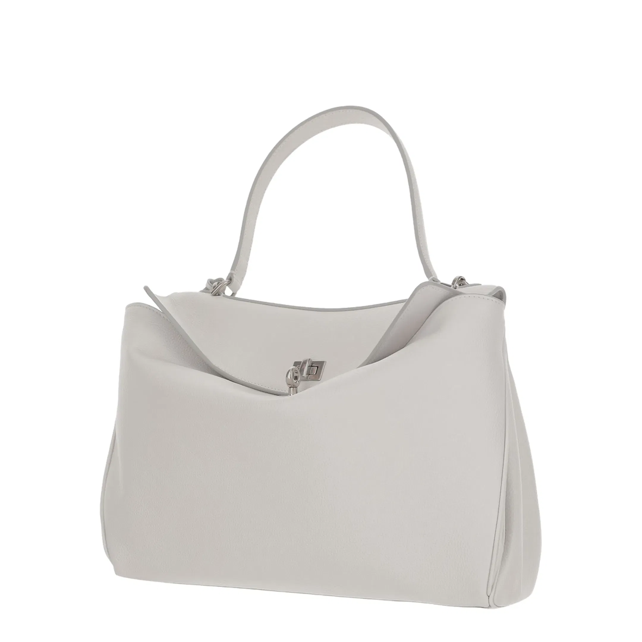Chalk Medium Rodeo Leather Handbag - White