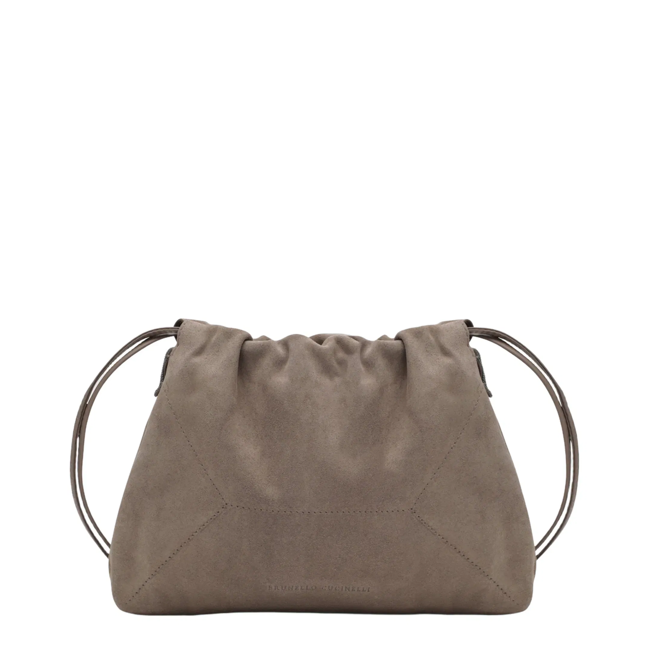 Duo Pouch Brown Suede Bag with Monile Detail