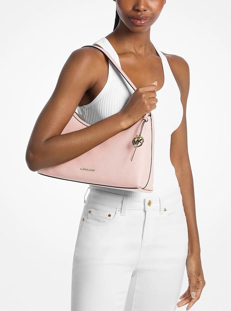 Michael Kors Sammy Medium Pebbled Leather Convertible Shoulder Bag Powder Blush