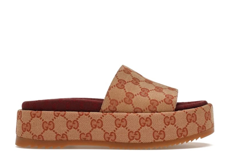 Gucci GG Supreme Platform Sandal Dark Red (Women's)