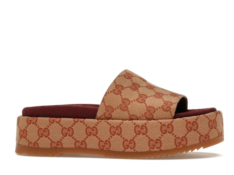 Gucci GG Supreme Platform Sandal Dark Red (Women's)
