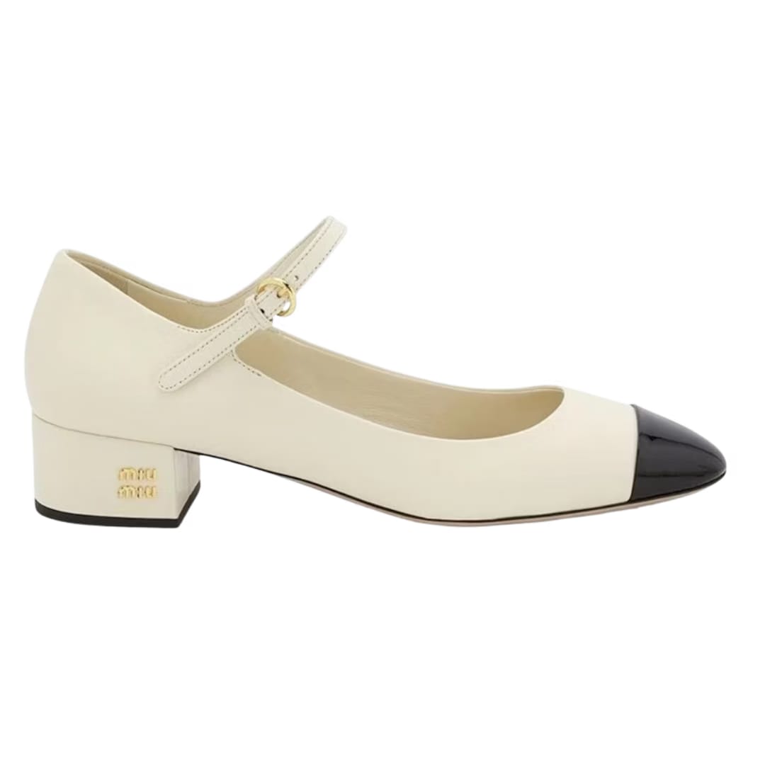 Miu Miu Two-Tone Leather Pumps White Black (Women's)