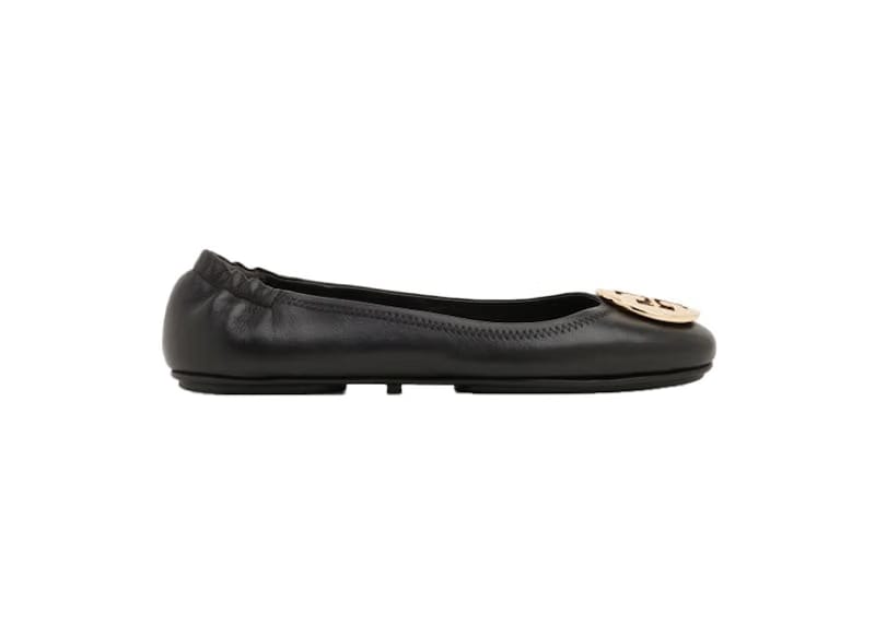 Tory Burch Minnie Travel Ballet Flats Perfect Black Gold (Women's)
