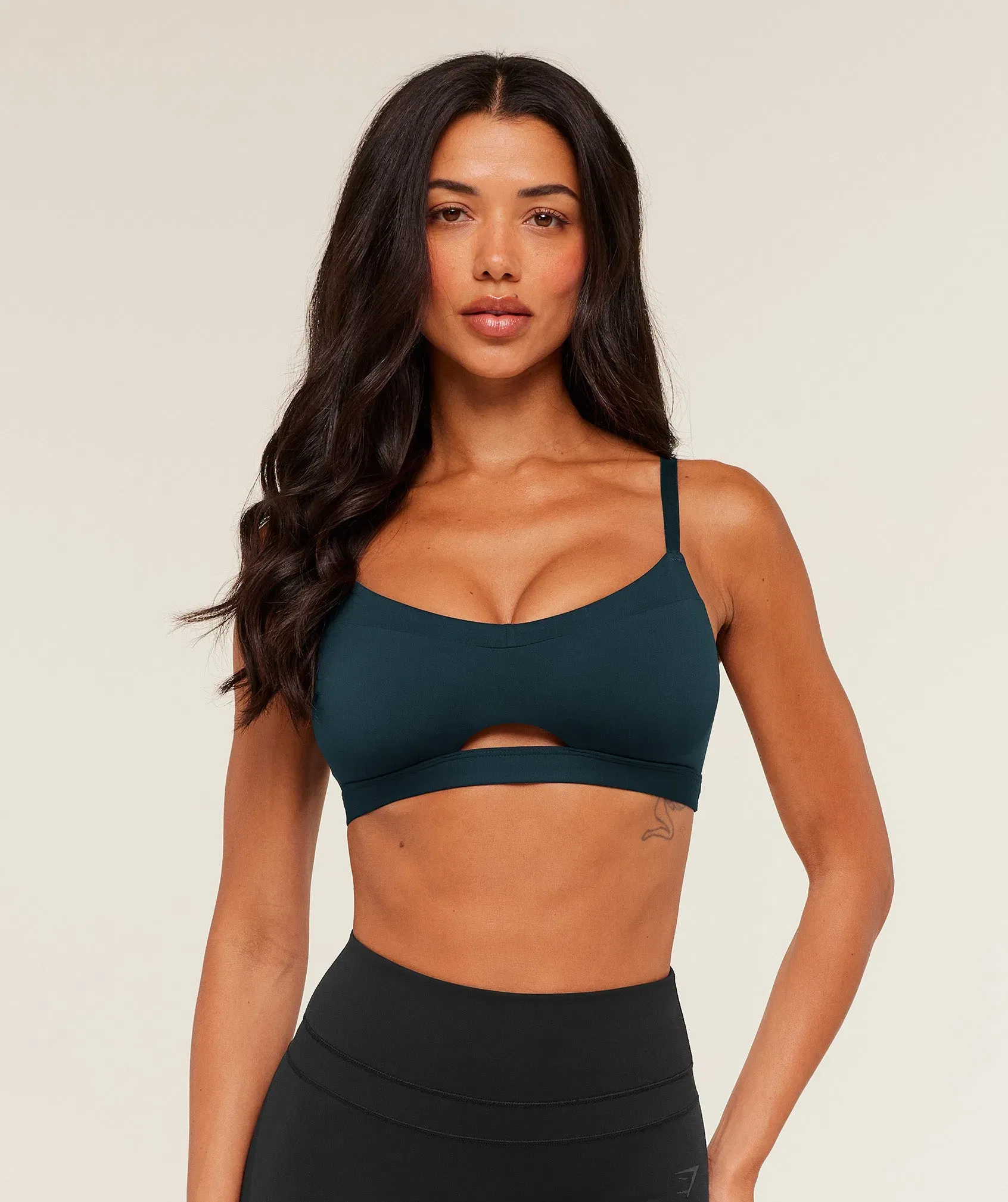 Women's Gymshark Balcony Peekaboo Sports Bra Deep Petrol Blue