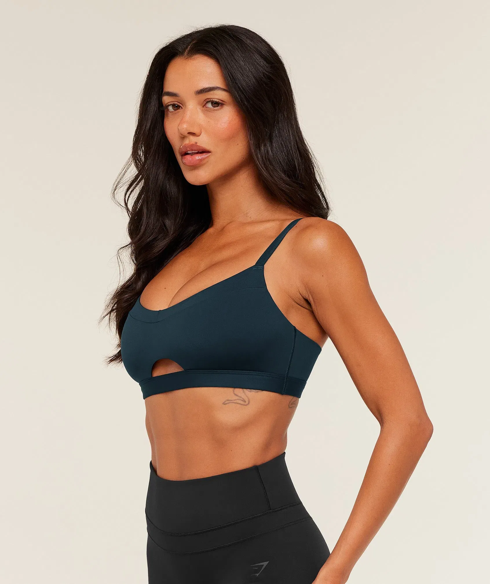 Women's Gymshark Balcony Peekaboo Sports Bra Deep Petrol Blue