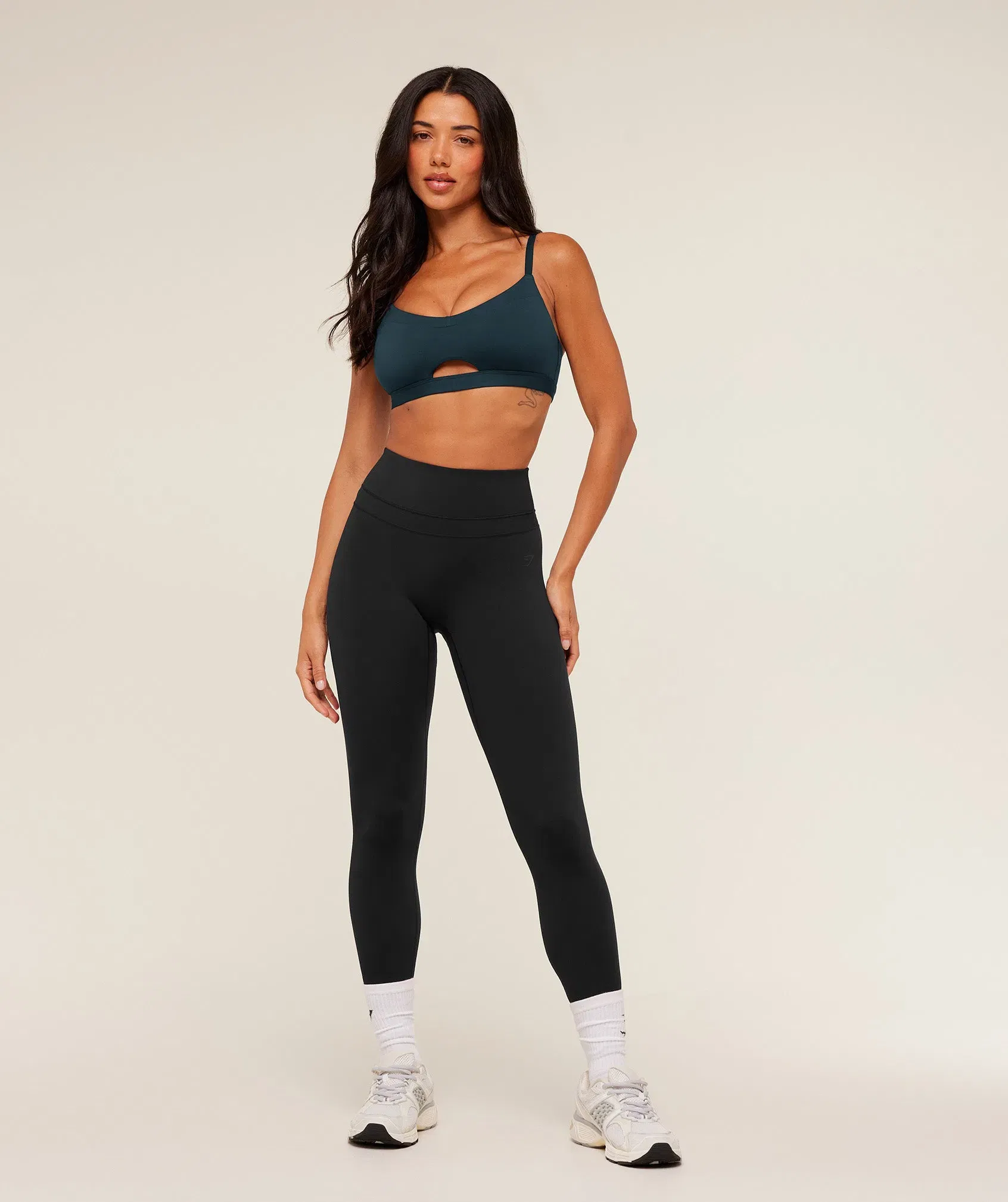 Women's Gymshark Balcony Peekaboo Sports Bra Deep Petrol Blue