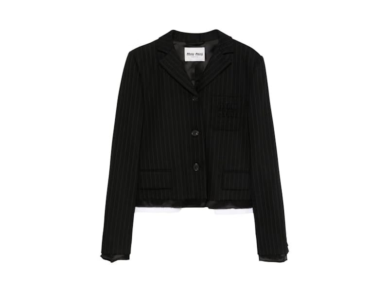 Miu Miu Pinstripe Suit Jacket Nero