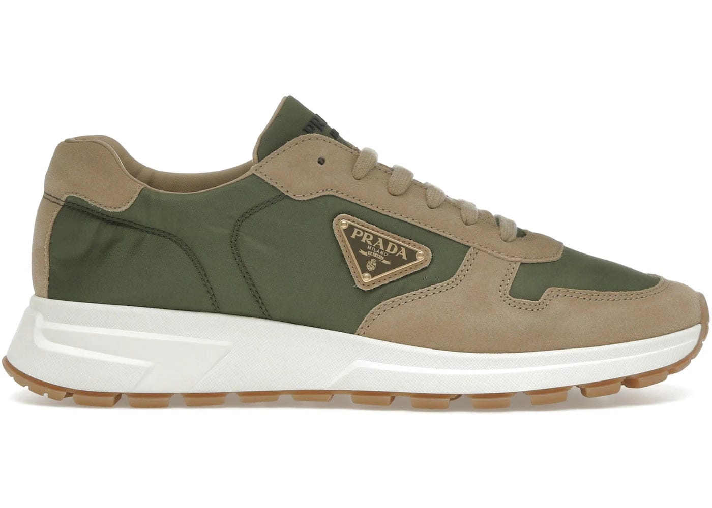 Prada PRAX 01 Sneakers Re-Nylon Brushed Leather Ecru Military