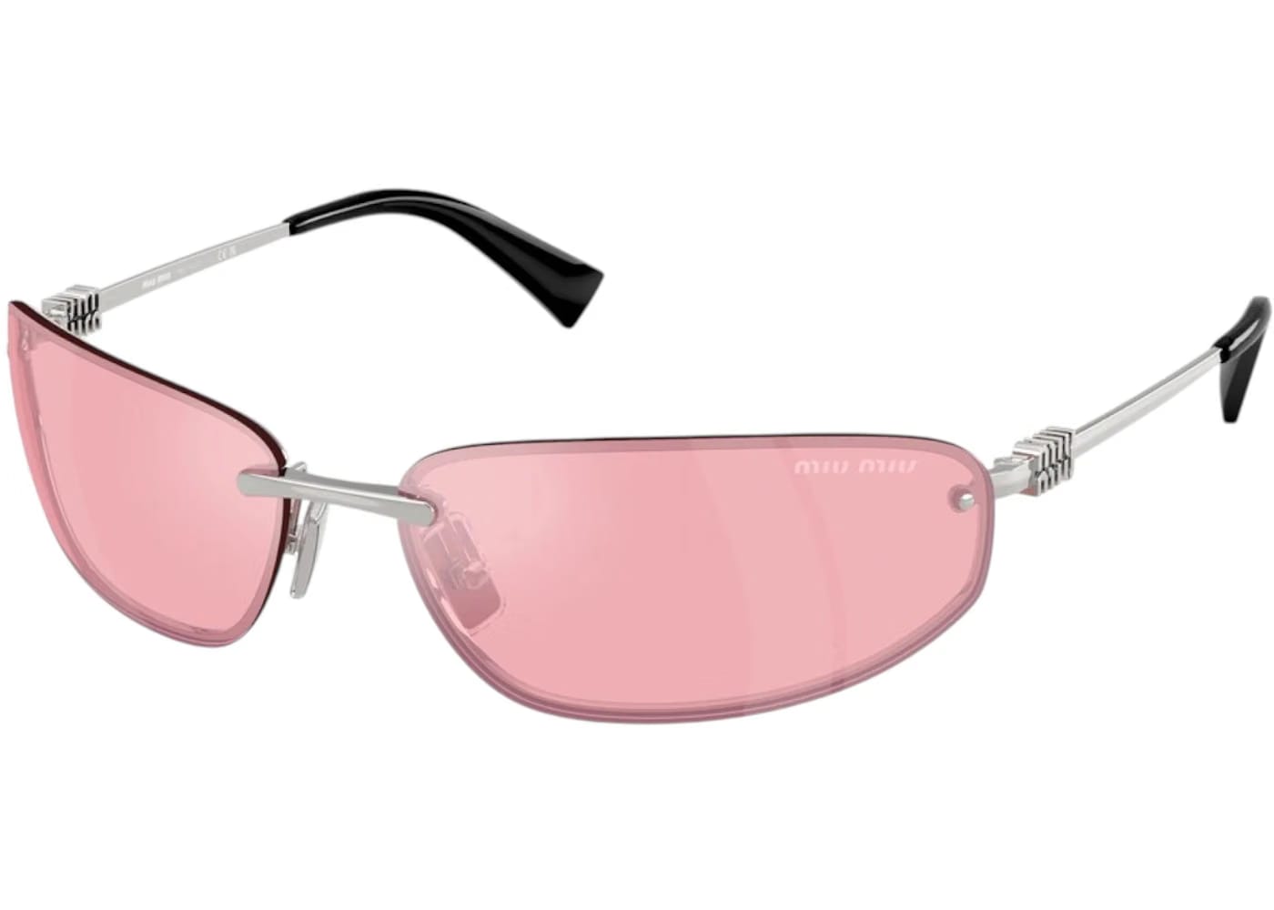 Miu Miu Womens Logo Nocturne Sunglasses Silver/Pink/Mirror Lilac (0MU A50S 1BC70J)