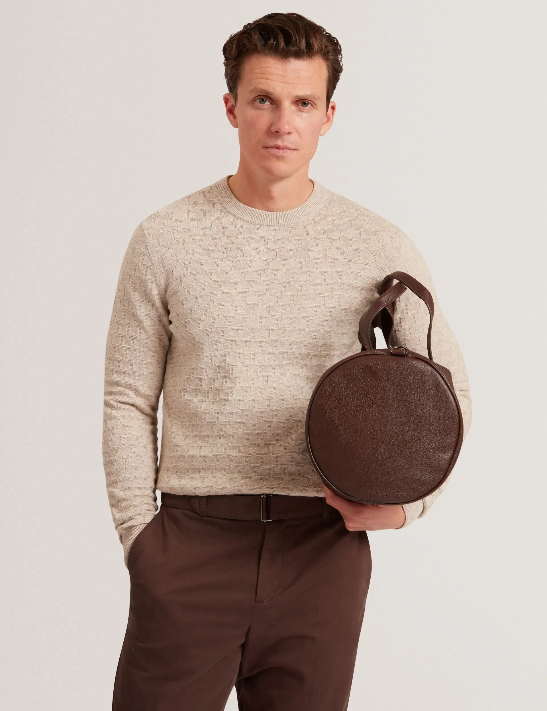 Ted Baker Sainsy Branded Texture Crew Neck Jumper