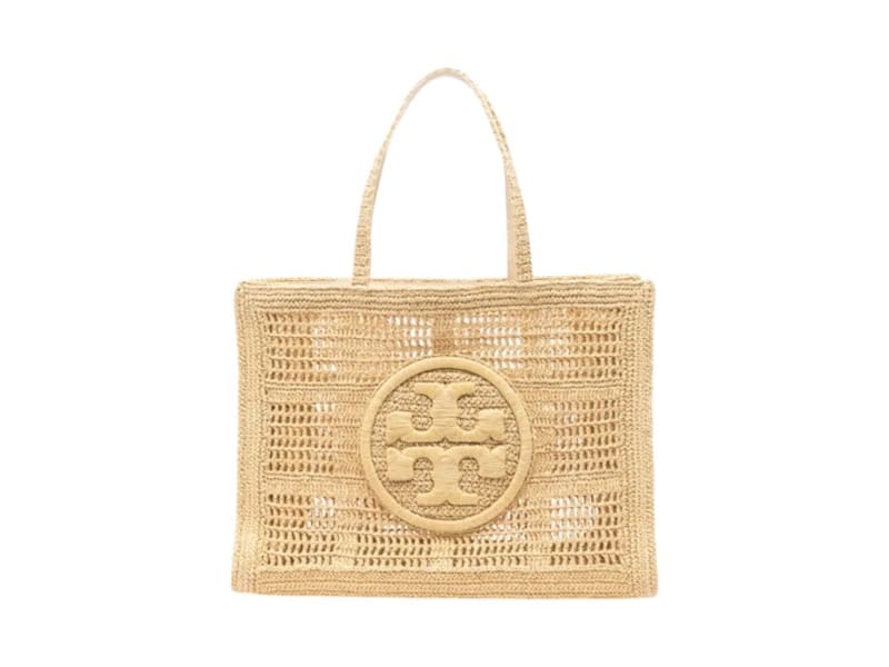 Tory Burch Ella Hand-Crocheted Large Tote Bag Natural
