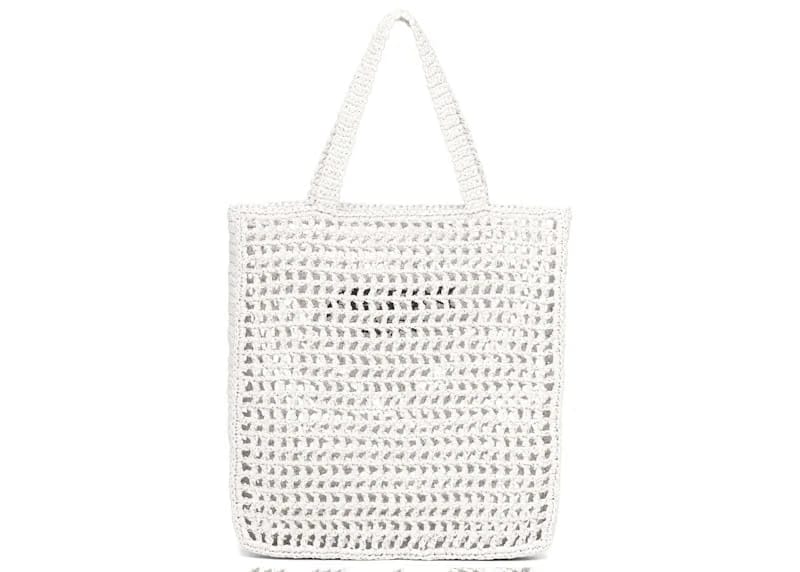 Prada Raffia Tote Bag White