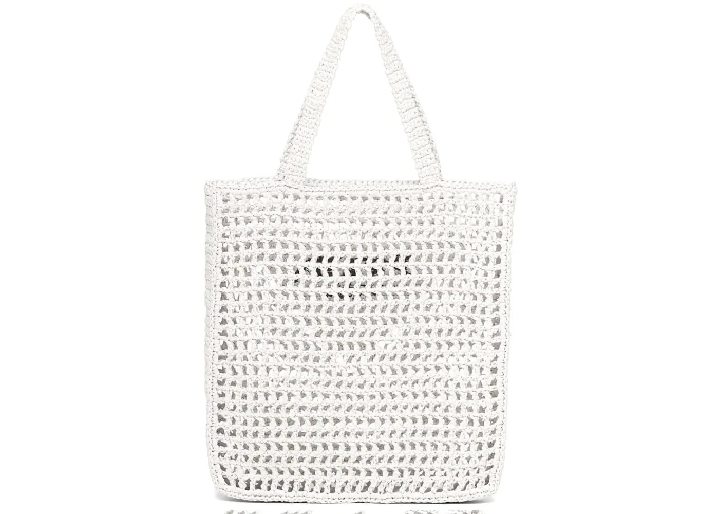 Prada Raffia Tote Bag White