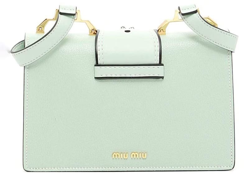 Miu Miu Pattina Crystal Embellished Madras Rugiada Shoulder Bag Blue