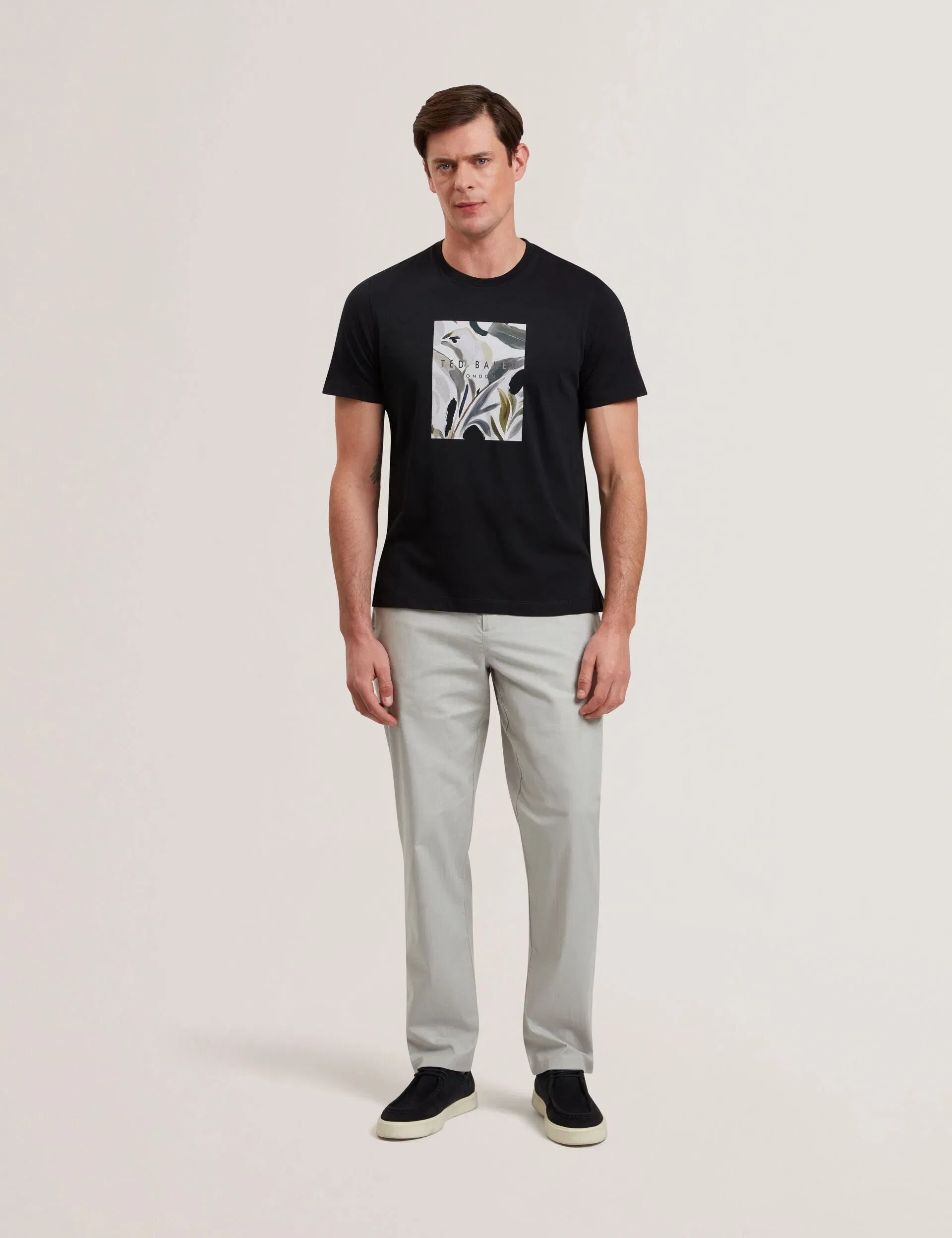 Ted Baker Justino Black Branded Box Print Graphic Cotton T-Shirt