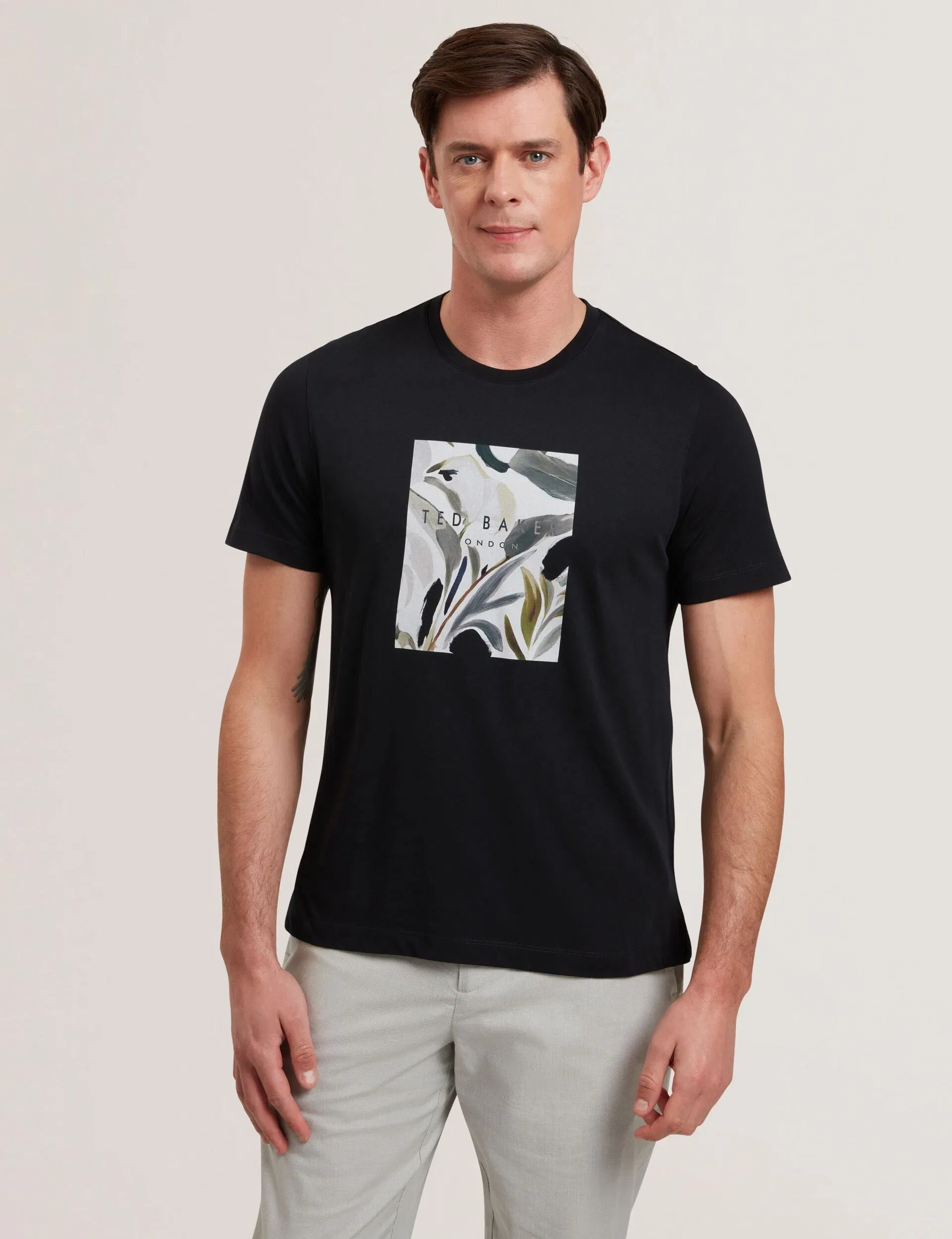 Ted Baker Justino Black Branded Box Print Graphic Cotton T-Shirt