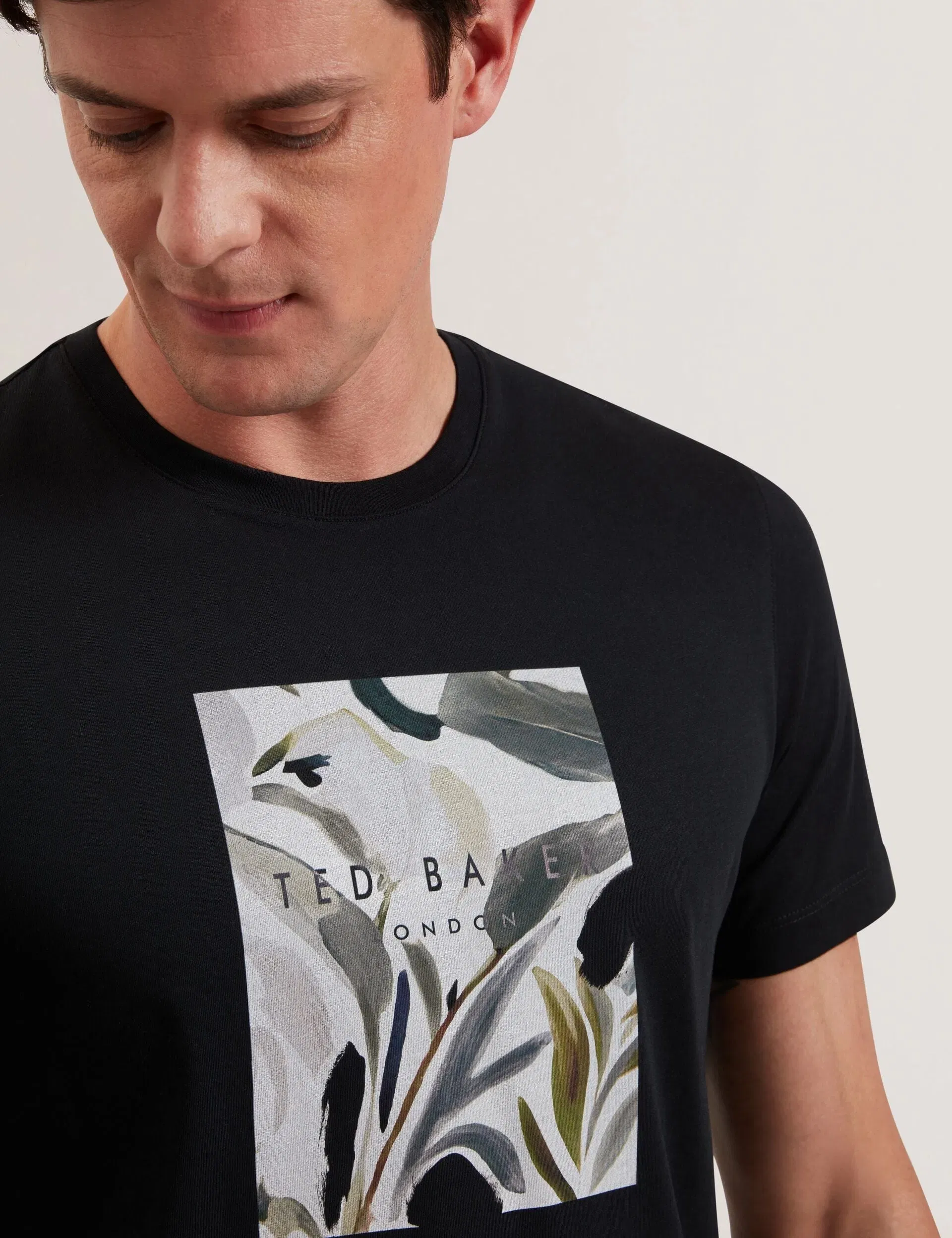 Ted Baker Justino Black Branded Box Print Graphic Cotton T-Shirt