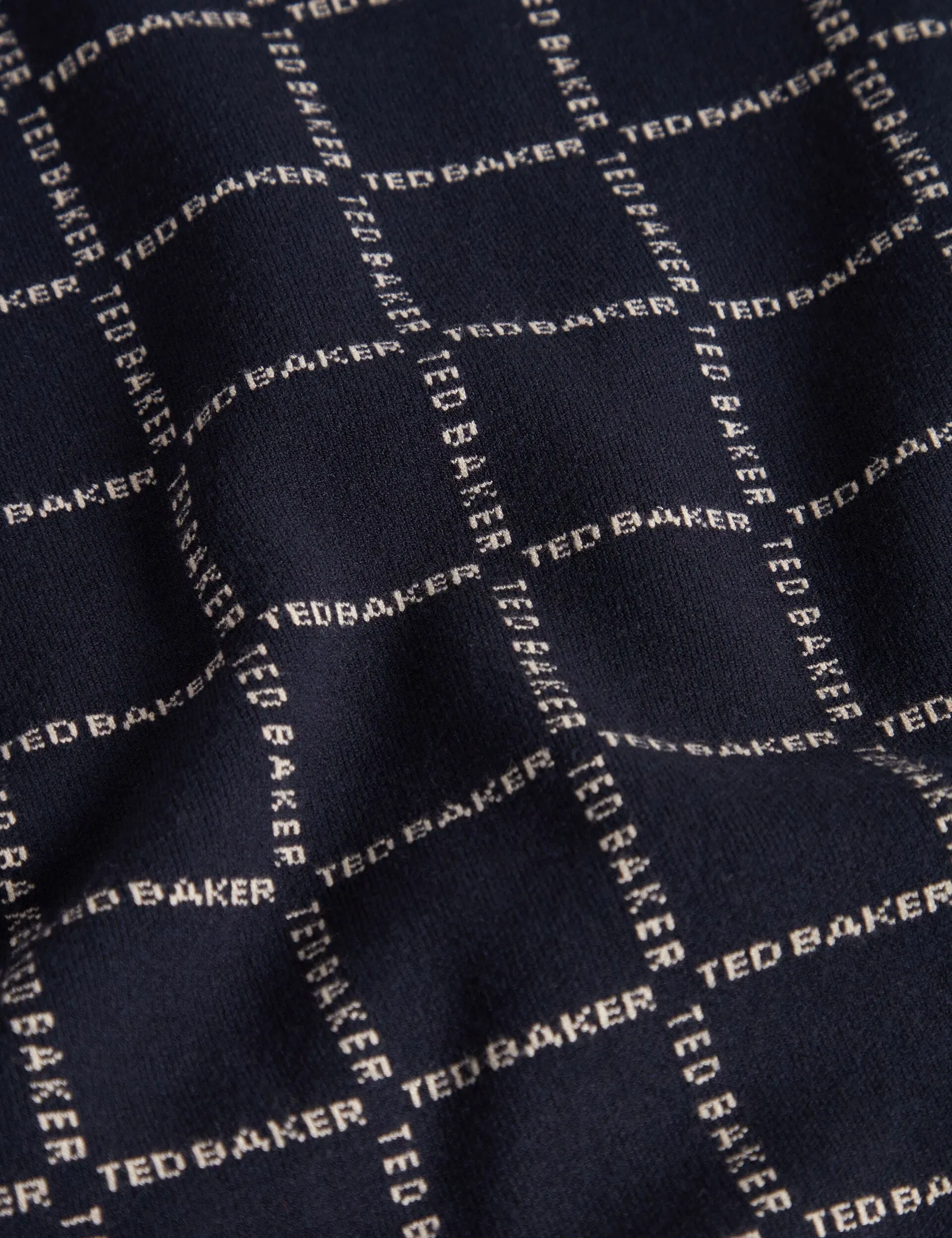 Ted Baker Harlens Branded Check Zip Neck Knit Polo