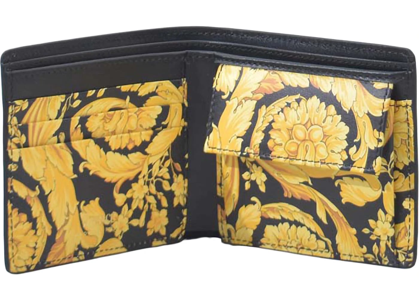 Versace Medusa Logo Barocco Print Bi-Fold Wallet Black/Glod