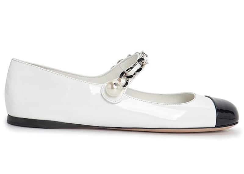 Miu Miu Patent Leather Ballerinas White Black (Women's)