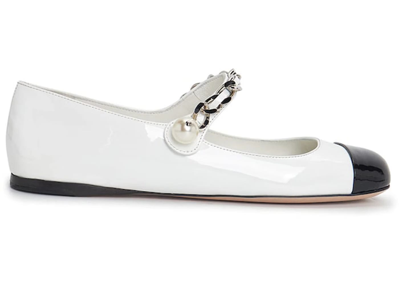 Miu Miu Patent Leather Ballerinas White Black (Women's)