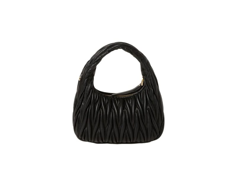 Miu Miu Wander Matelasse Nappa Leather Mini Hobo Bag Black