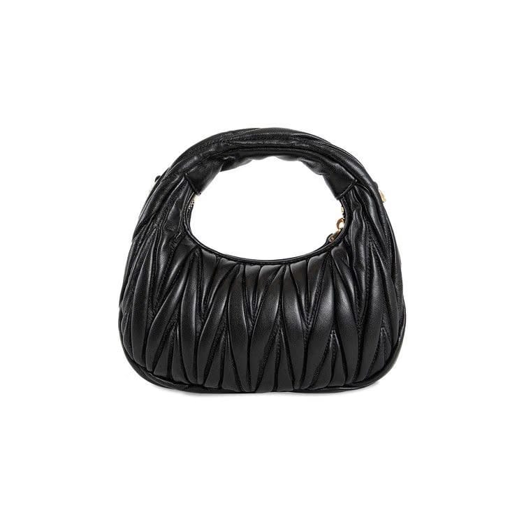 Miu Miu Wander Matelasse Nappa Leather Mini Hobo Bag Black