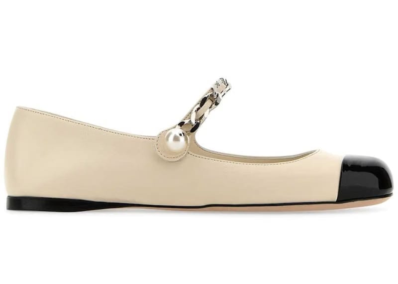 Miu Miu Leather Ballerinas Ivory Black Patent (Women's)