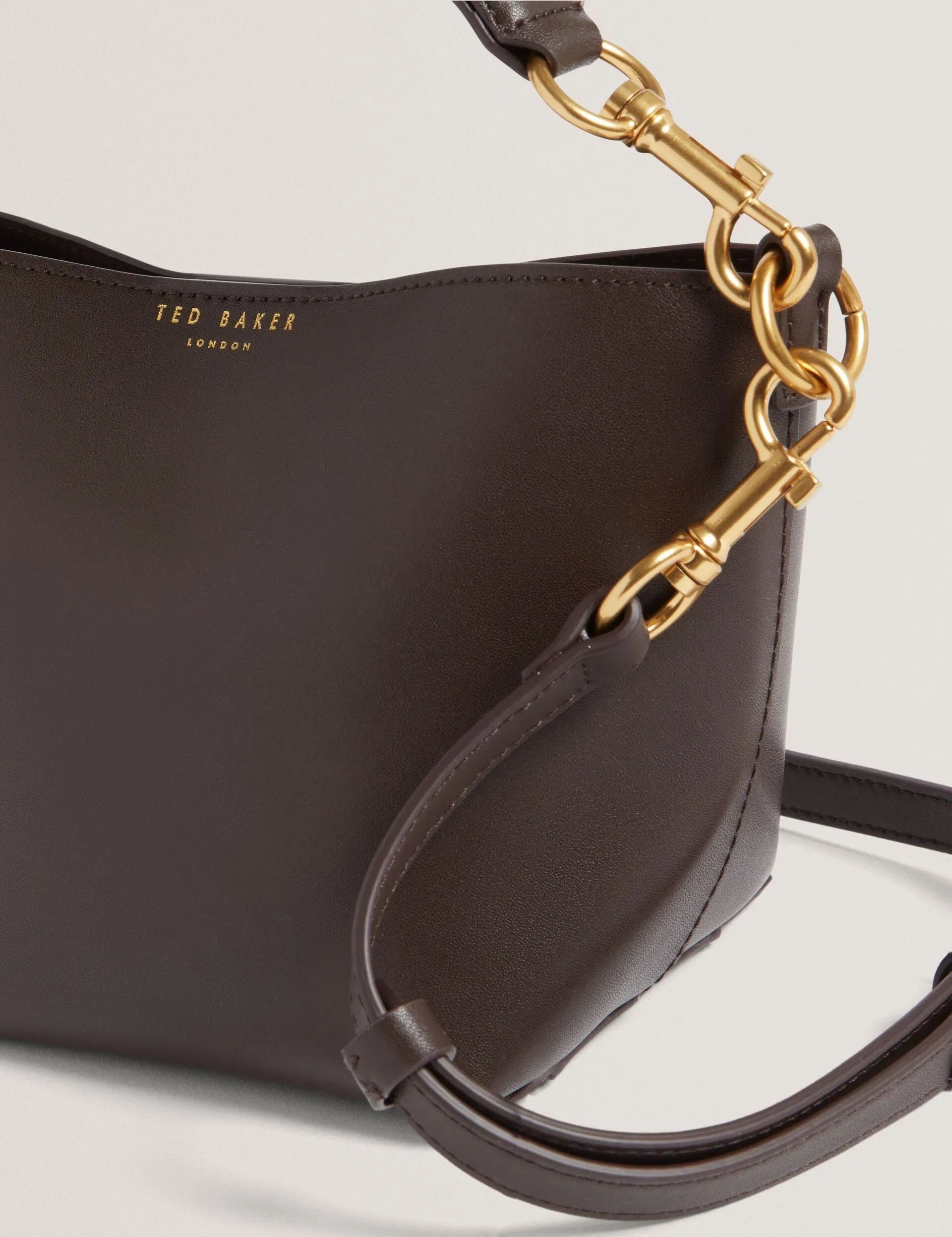 Ted Baker Wavely Plaited Handle Small Bucket Tote Bag Chocolate Women's