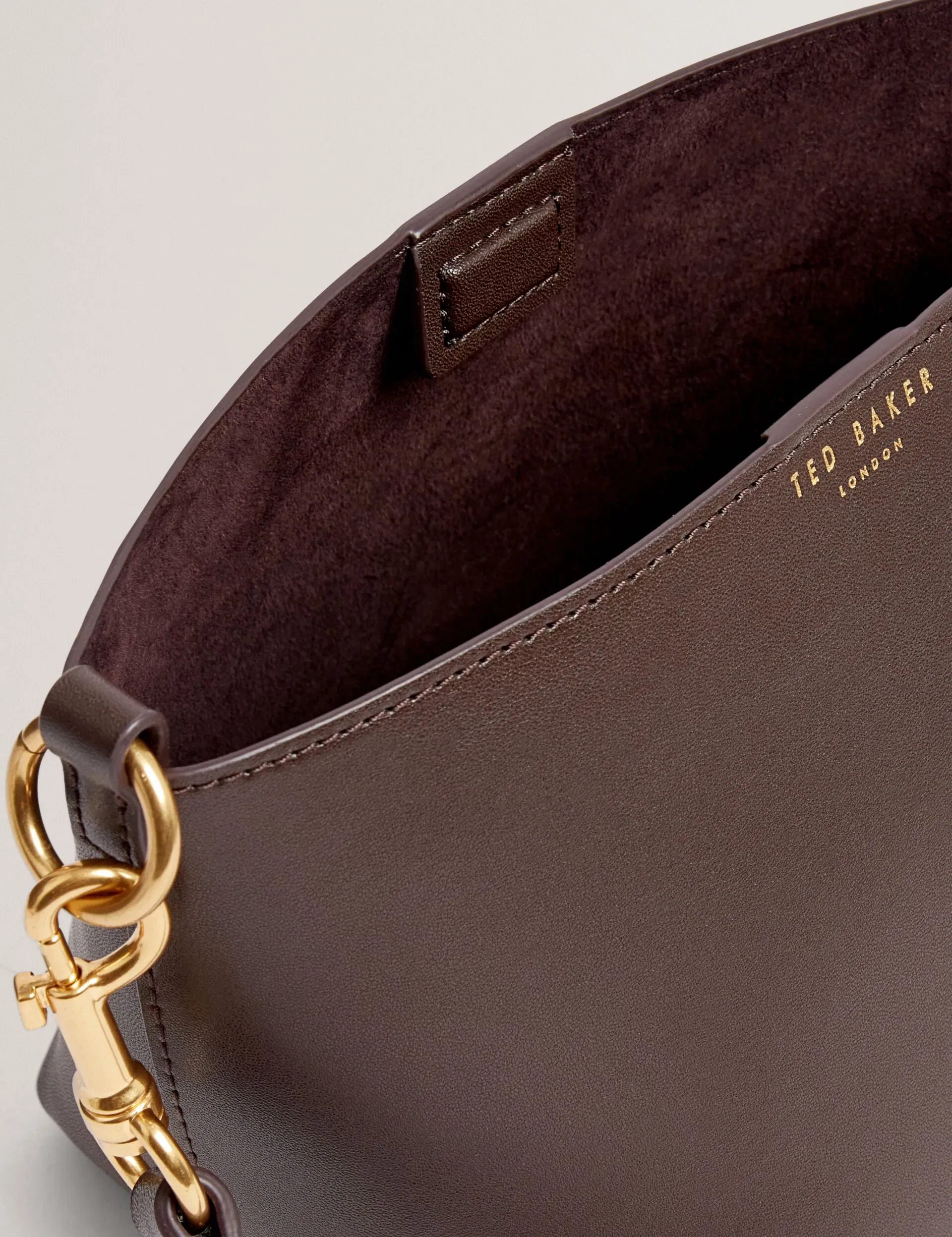 Ted Baker Wavely Plaited Handle Small Bucket Tote Bag Chocolate Women's