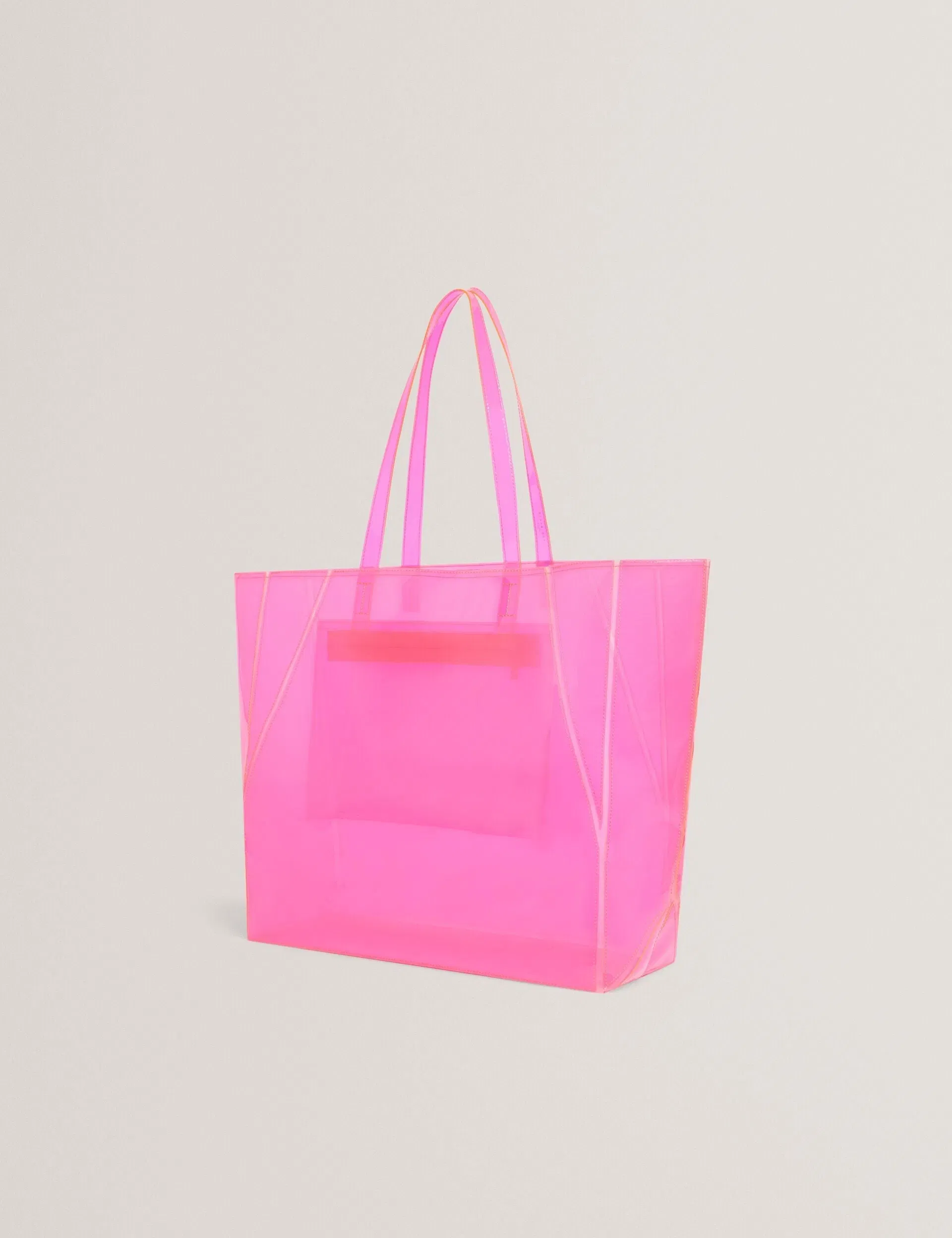 Ted Baker Vinessa Neon Vinyl Large Folding Shopper Bag Pink Women's