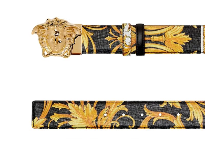 Versace Barocco Reversible Leather Belt Black/Yellow/Gold-tone