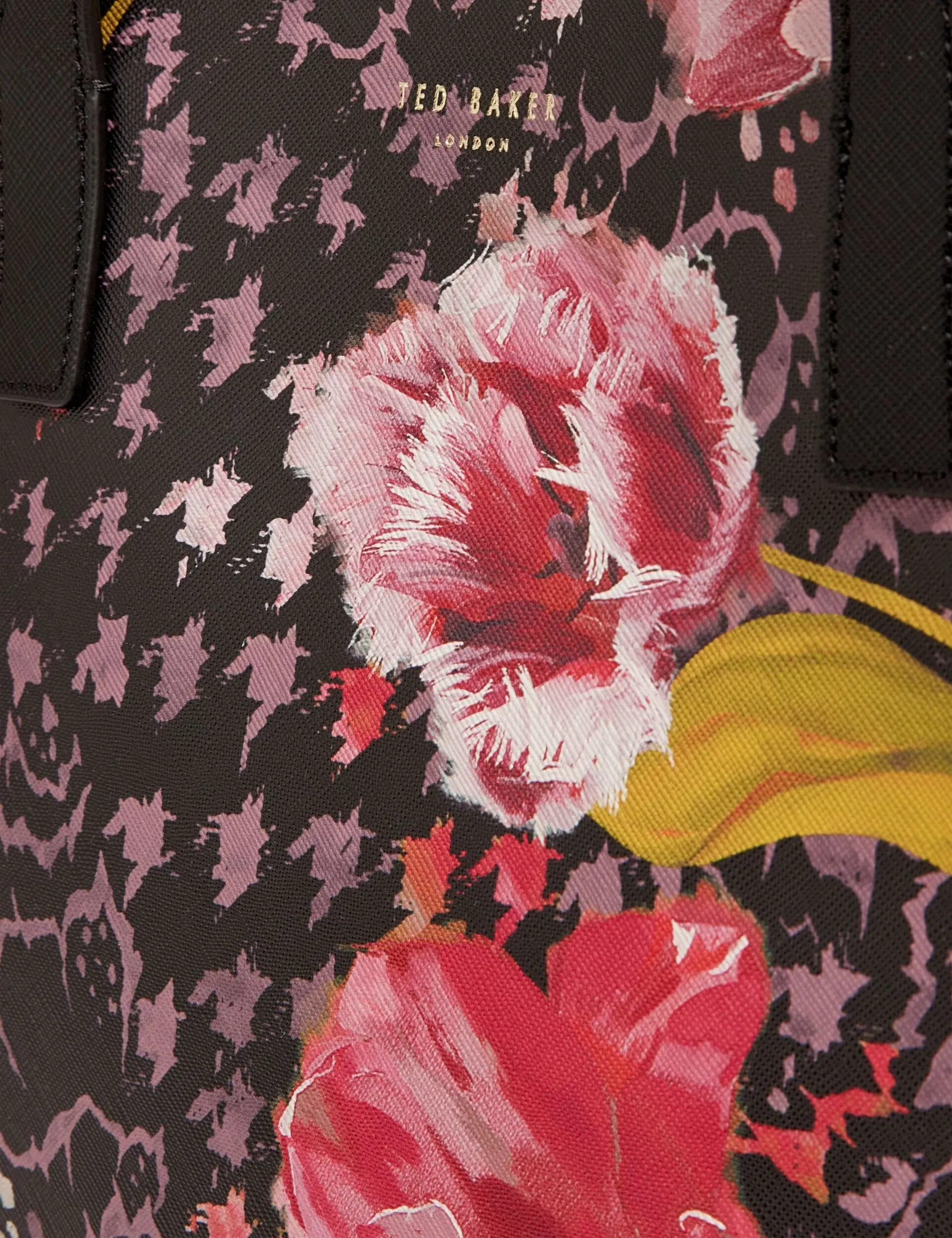 Ted Baker Tullsa Floral Check Print Large Icon Tote Bag Black Women's