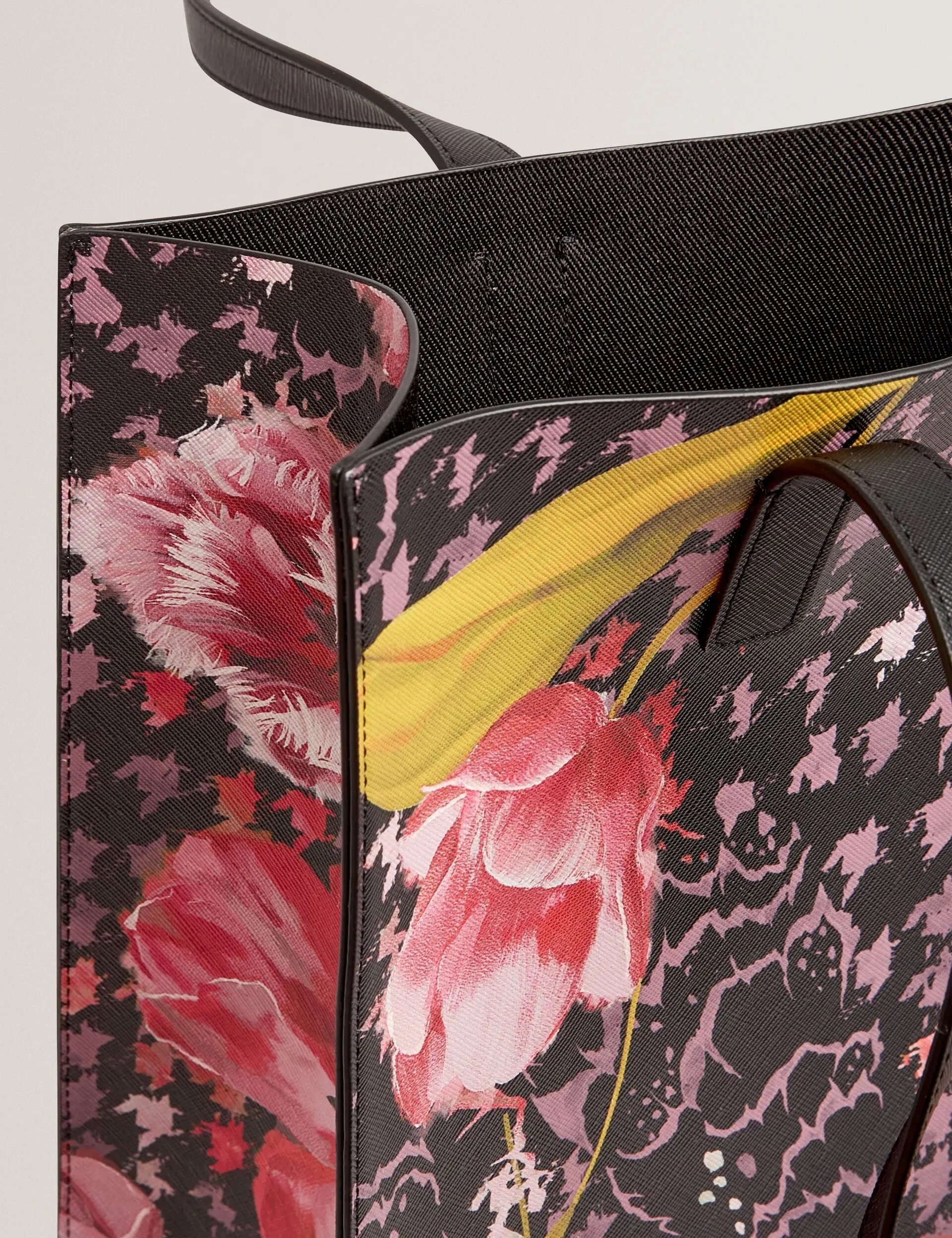 Ted Baker Tullsa Floral Check Print Large Icon Tote Bag Black Women's