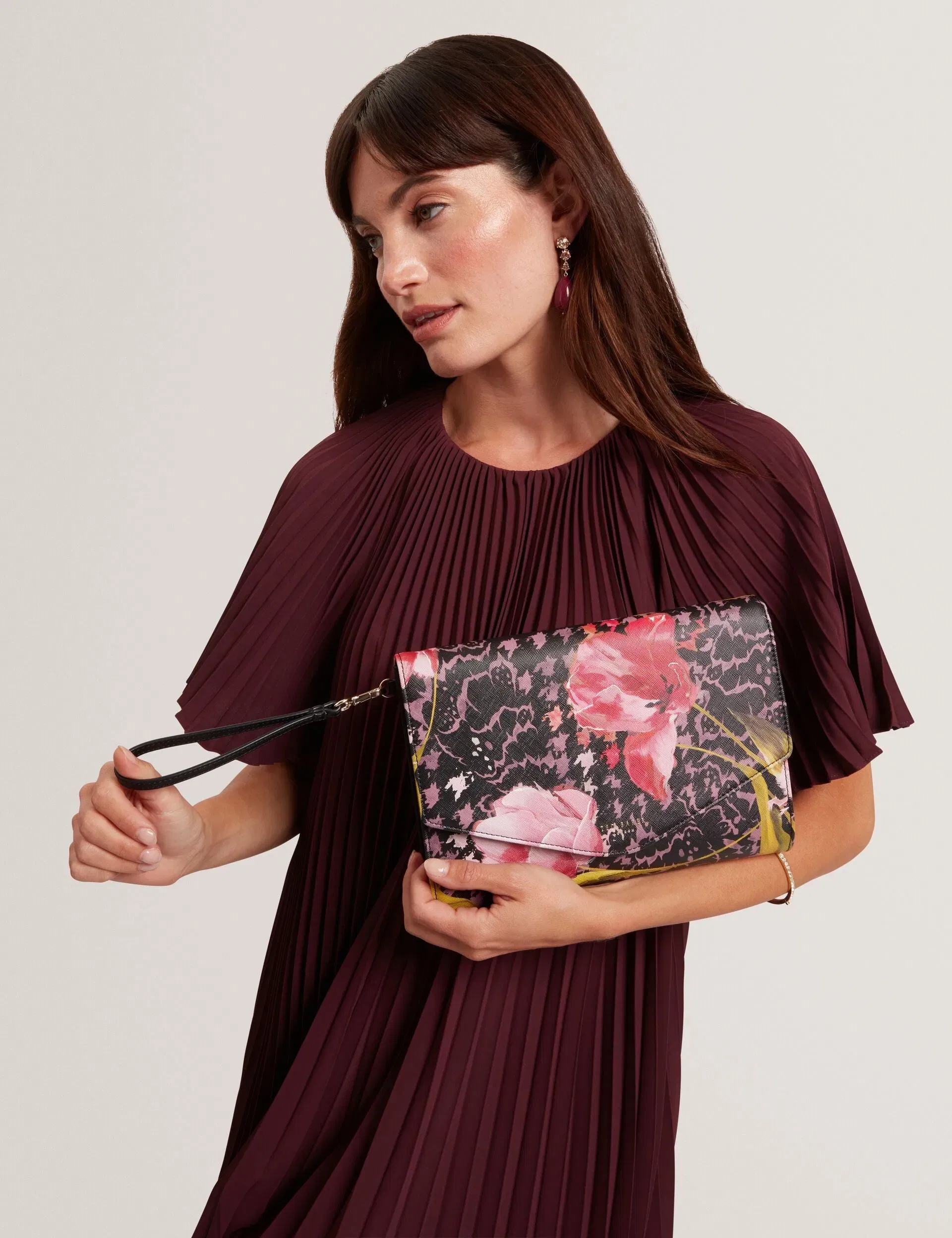Ted Baker Tarlla Floral Check Pu Envelope Clutch Bag Women's