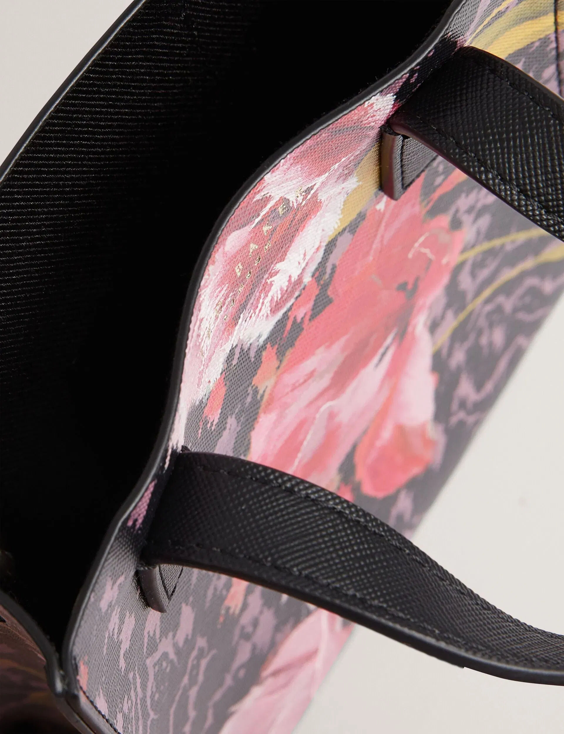 Ted Baker Talura Floral Check Print Mini Icon Tote Bag Black Women's