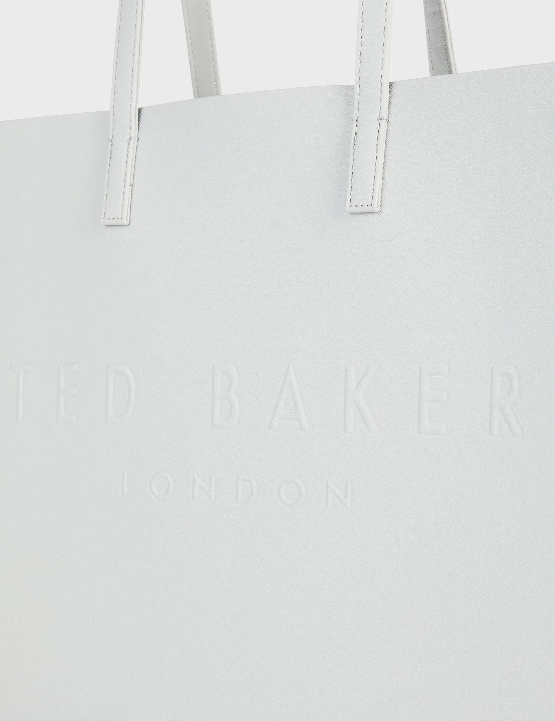 Ted Baker Sukicon Black Wide Textured Faux Leather Icon Tote Bag Light Grey Women's