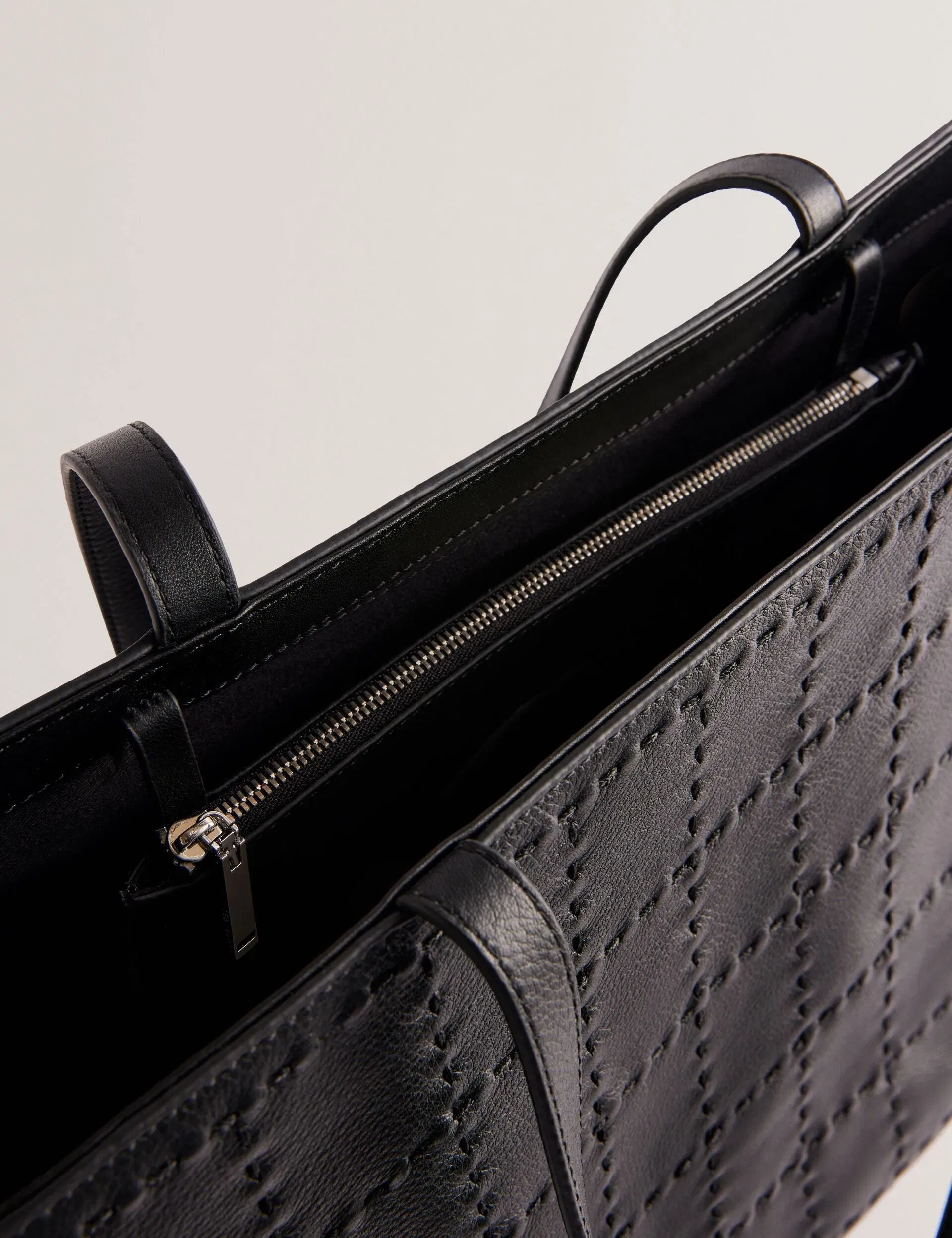 Ted Baker Stalie Stitch Detail Leather Large Shopper Bag Black Women's