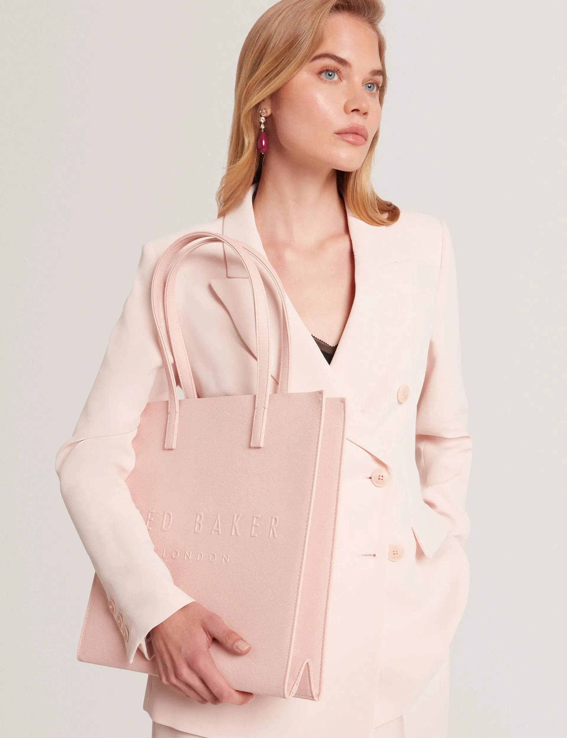 Ted Baker Soocon Crosshatch Faux Leather Icon Tote Bag Pink Women's